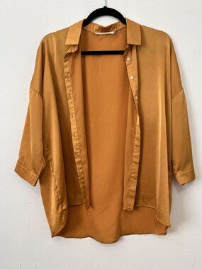 Ellison Gold Satin Button Up